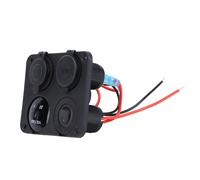 Alomejor Panel de Enchufe de Cargador ABS Panel de Enchufe de Salida USB DC 12V a 24V con Voltímetro LED USB Dual de 4.2A de Encendedor de Cigarros para Automóvil Barco Marino RV Camión (luz Azul)