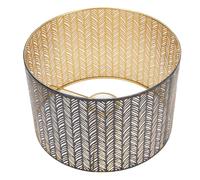 Alomejor Pantalla Decorativa de Hoja Hueca con Cilindro de Metal para Lámpara de Techo de Pared de Mesa Disipación de Calor Negra y Dorada E27 E14 Hierro 9,8 Pulgadas 6,3 Pulgadas