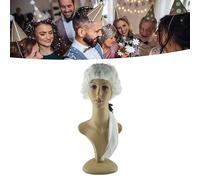 Alomejor Peluca de Abogado Profesional, Pelucas Cómodas de Actuación de Juez para Disfraces, Halloween, Cosplay, Material Blanco PP 23,6 Pulgadas