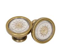 Alomejor Perilla Redonda para Muebles Antiguos, Manija Duradera para Puerta de Gabinete, Aleación de Zinc, 2 Juegos (blanco cobre)
