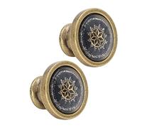 Alomejor Perilla Redonda para Muebles Antiguos, Manija Duradera para Puerta de Gabinete, Aleación de Zinc, 2 Juegos (Cobre Negro)
