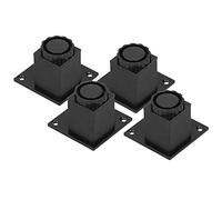 Alomejor Pies de Muebles de Metal Ajustables en Altura con Rotación de Patas Cuadradas para Gabinete, Soporte Duradero para sofá, Negro, 4 Piezas/Juego para Gabinete de TV de Dormitorio (Base de