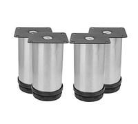Alomejor Pies de Muebles Redondos Ajustables de Acero Inoxidable, Fuerte Anticorrosión para Mesa de té de sofá, 50 X 100 Mm, 4 Piezas, Pies de Gabinete de TV
