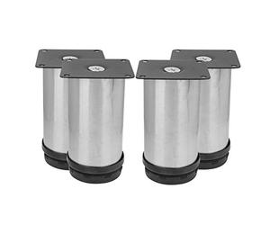 Alomejor Pies de Muebles Redondos Ajustables de Acero Inoxidable, Fuerte Anticorrosión para Mesa de té de sofá, 50 X 100 Mm, 4 Piezas, Pies de Gabinete de TV