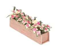 Alomejor Planta en Maceta en Miniatura a Escala 1:12, Decoración Realista de Casa de Muñecas de Madera de Resina con Hojas Rojas para Paisaje en Miniatura DIY