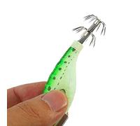 Alomejor Plantilla de Calamar Luminoso ABS Tela Señuelo de Calamar Gancho 10 Cm 4 Pulgadas Cebo Luminoso de Hundimiento Lento con Amarre de Línea Giratoria Juego de Anzuelos Fuertes para Pesca