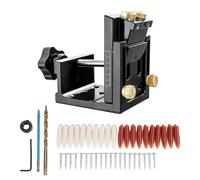 Alomejor Plantilla para Orificios de Bolsillo, Guía de Perforación de Aluminio, Kit de Plantilla para Orificios de Bolsillo, Profundidad Ajustable de 15 Grados de 12 a 45 Mm, con Tornillos y Tapones
