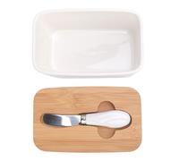 Alomejor Plato de Mantequilla de Cerámica de 500ml con Tapa Sellada Frescura para Encimera Recipiente de Cocina para el Hogar