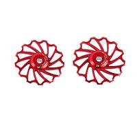 Alomejor Polea de Cambio Bicicleta 11T 13T, Rueda Trasera Aluminio Cerámica para 7/8/9/10 Velocidades, Guía Cadena Compatible 3 Colores (Rojo 13T)