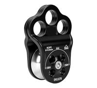 Alomejor Polea de Escalada de 30KN, Rodamiento Doble con Placa Lateral de 3 Orificios para Senderismo, Acceso a Cuerdas de Rescate (BLACK)