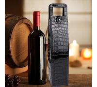 Alomejor Portador Protector del Vino de la Bolsa de Asas del Vino del Cuero PUResseable para el Embalaje del Regalo del (cocodrilo negro)