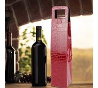 Alomejor Portador Protector del Vino de la Bolsa de Asas del Vino del Cuero PUResseable para el Embalaje del Regalo del (cocodrilo rojo)