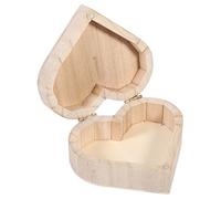 Alomejor Preciosa Caja de Almacenamiento de Joyería en Forma de Corazón de Madera, Embalaje Duradero para Pequeños Regalos