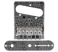 Alomejor Puente de Guitarra Eléctrica con Patrón Negro de Metal, Cordal de 6 Silletas con Tornillos para Guitarristas Eléctricos y Tienda de Instrumentos (SILVER)