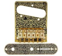 Alomejor Puente de Guitarra Eléctrica de Metal Negro con Elegante Diseño, Cordal de 6 Selletas con Pastillas de Bobina Simple, para Reparación y Reemplazo de Accesorios de Guitarra (GOLD)