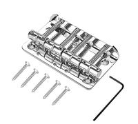 Alomejor Puente para Bajo Eléctrico 4 Cuerdas, Puente de Metal Fijo 80 mm, Cola Rígida Compatible con Bajo Eléctrico, Incluye Llave y Tornillos - Plata