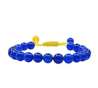 Alomejor Pulsera de Ucrania con Cuentas de Cristal Natural, Joyería de Bandera Ucraniana Trenzada Hecha a Mano Ajustable para Meditación de Yoga, Materiales de Primera Calidad (Al