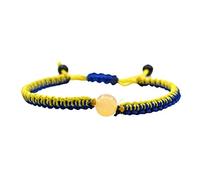 Alomejor Pulsera de Ucrania de 2 Piezas con Cuentas de Cuarzo Amarillo, Joyería Ajustable Hecha a Mano con la Bandera de Ucrania para Meditación de Yoga, Materiales de Primera Calidad