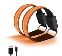 Alomejor Pulsera LED Banda Reflectante Recargable USB Brazaletes Iluminados de Seguridad Ajustables para Correr Trotar Ciclismo Seguridad Caminar Nocturno para Adultos Niños Rojo Naranja Amarillo