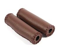 Alomejor Puños de Bicicleta de Cuero Puños de Bicicleta Artificial Cuero Costura Empuje en los puños del Manillar para Bicicleta de montaña Bicicleta de Carretera(Coffee)