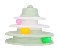 Alomejor Puzzle Cat Tower Toy Bola Rodante Interactiva de 3 Niveles, Juguete Giratorio con Pista para Gatitos para Mascotas, Juego de Plástico de 9,5x7,5 Pulgadas