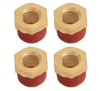 Alomejor Reductor de Buje para Instalación de Tuberías de Latón de Alta Resistencia - 10 Piezas Adaptador de Rosca Hembra de 1/2 Macho a 1/4 NPT con Sellos de Goma para Agua, Aceite, Gas Natural