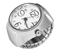 Alomejor Reloj con Anillo de Dedo de Aleación único en 8 Colores para Mujeres y Hombres, Movimiento de Cuarzo Preciso, Fiestas de Citas Informales, Construido en Acero Inoxidable (White)