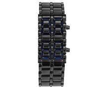 Alomejor Reloj de Pulsera con Banda de Acero Electrónico LED, Diseño Creativo para Estudiantes y Parejas, Luz Roja de 8,3 Pulgadas (cinturón Negro luz Azul)