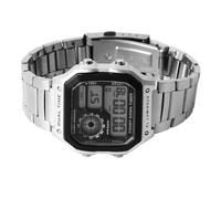 Alomejor Reloj Deportivo Digital Vintage Resistente Al Agua para Hombres con Funcionalidad Luminosa Plateada para Trajes de Moda