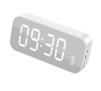 Alomejor Reloj Despertador Recargable con Altavoz y Modos de Reproducción Múltiple para Entusiastas de la Tecnología - Plástico (White)
