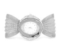 Alomejor Reloj Elegante con Cinturón de Malla para Mujer, Reloj de Cuarzo Brillante para Mujer, Universal para Personas con, Aleación de Demanda, 8,1 Pulgadas (Silver)
