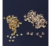 Alomejor Remaches Decorativos de Diamantes de Imitación de Cristal para Accesorios de Ropa de Bricolaje 50 Piezas de Cristal Amarillo (Pata alta de 8 mm diamante borde dorado)