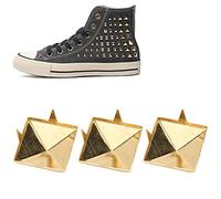 Alomejor Remaches Punk de Pirámide Cuadrada, 4 Garras, Tachuelas de Metal para Ropa, Zapatos, Bolsos, Tachuelas de Latón para Manualidades en Cuero, 100 Piezas de Remaches Dorados de 10 Mm (GOLD #12)