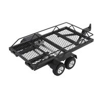 Alomejor Remolque sobre Orugas RC 1/24, Plataforma de Metal con Gancho y Rampa para SCX24 FCX24, Doble Eje para Transportar Detrás del Coche