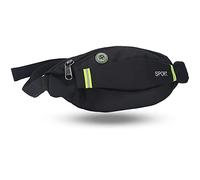 Alomejor Riñonera de Nailon Ligero con Cierre de Cremallera para Correr, Ciclismo, Gimnasio, Hebilla Ajustable, Paquete Deportivo para Exteriores (Black)