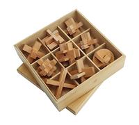 Alomejor Rompecabezas de Madera, Juego de Enclavamiento de Desbloqueo 3D, Juguete Intelectual Educativo para Niños y Adultos con Mini Diseño Portátil
