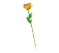 Alomejor Rosa Dorada con Diseño Único, Tallo Largo 24k Arte | Rosa real, hecha a mano, pieza de arte única, soporte de exhibición