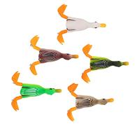 Alomejor Señuelo de Pato Topwater, Cebo de Pesca Flotante Realista con Ganchos para Lubina, Juego de Goma 3D de 5 para Pescadores, Aventuras Al Aire