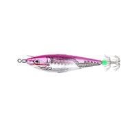 Alomejor Señuelo de Pesca de Calamar de 10 Cm, Colores Brillantes, Ojos Brillantes 3D para Pesca Nocturna, con Gancho de Plástico Duradero para Pescadores de Agua Dulce y Salada (Rosa roja)
