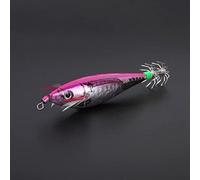 Alomejor Señuelo de Pesca de Calamar de 10 Cm, Colores Brillantes, Ojos Luminosos 3D, Anzuelo para Pesca Nocturna, con Accesorio de Cebo de Plástico (Rosa roja)