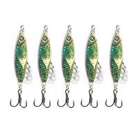 Alomejor Señuelos de Pesca con Anzuelos Triples, Colores Brillantes y Ojos 3D, 5 Piezas, for Pesca Deportiva (Green)