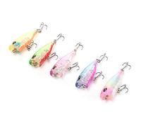 Alomejor Señuelos de pesca con señuelos artificiales, 5 piezas de plástico Mini Popper accesorio para herramientas