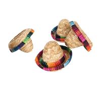 Alomejor Sombrero de Paja Decorativo Colorido en Miniatura para Botella de Cerveza, 4 Uds., Decoraciones para el Hogar, Adecuado para Juegos de Rol de Fiesta