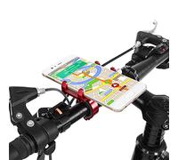 Alomejor Soporte de Clip para Teléfono para Manillar de Bicicleta Ajustable de Aleación de Aluminio Duradero para Uso Prolongado Aplicable para Bicicleta Negro (Rojo)