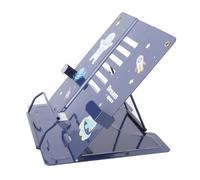 Alomejor Soporte de Libro Estable Ajustable, Pantalla de Placa de Acero Exquisita para Tabletas, Teléfonos, Escritorio de Lectura, Oficina, Hogar y Escuela (Patrón De Astronauta Azul)