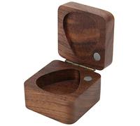 Alomejor Soporte de Madera para Púas de Guitarra, Caja de Almacenamiento de Púas de Madera de Acacia Natural con Exterior Pulido Liso, para Regalo Musical de Guitarrista