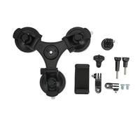 Alomejor Soporte de Ventosa Ajustable para Cámaras de Acción, Soporte Triple para Uso en Automóvil, Material ABS Resistente, Opciones de Instalación Versátiles