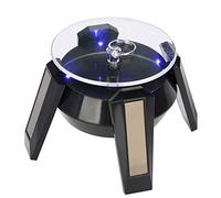 Alomejor Soporte Giratorio de 360 grados para Reloj de Teléfono y Joyería con Luz LED para Exhibición de Oficina, Blanco, 3,54 Pulgadas (BLACK)