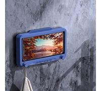 Alomejor Soporte Impermeable para Teléfono con Pantalla Táctil para Ducha de Baño, Soporte Adhesivo Fuerte para Teléfono de Ducha para Pared de Baño, Material ABS (Blue)