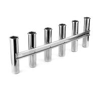 Alomejor Soporte para Caña de Pescar de Acero Inoxidable 304, 6 Tubos, 23,5 X 8,6 X 1, Pulgadas, Montaje Lateral Pulido con Base de Drenaje para Almacenamiento Vertical en la Pared de Yates y Barcos
